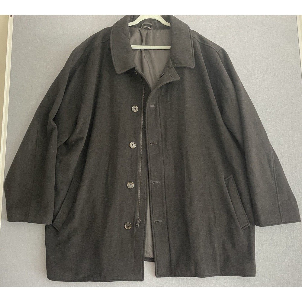 Oak Hill Men 3XLT Coat Black Wool Blend Full Zip‎ Button Classic Jacket 54L/56L